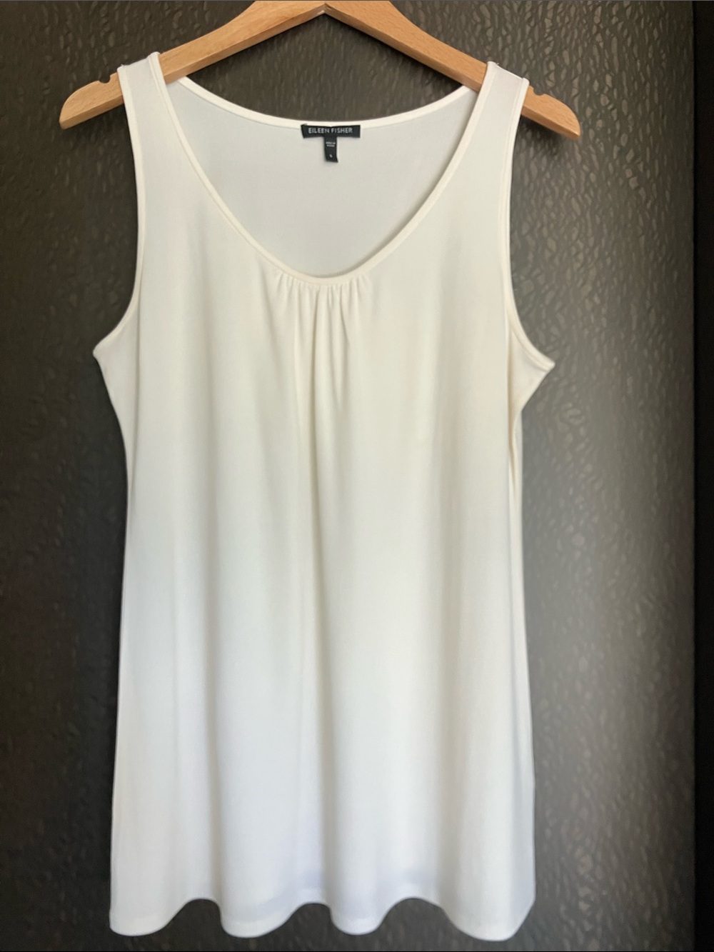EILEEN FISHER Silk Georgette Crepe Scoop Neck Tank in Cream Color Women’s Size S